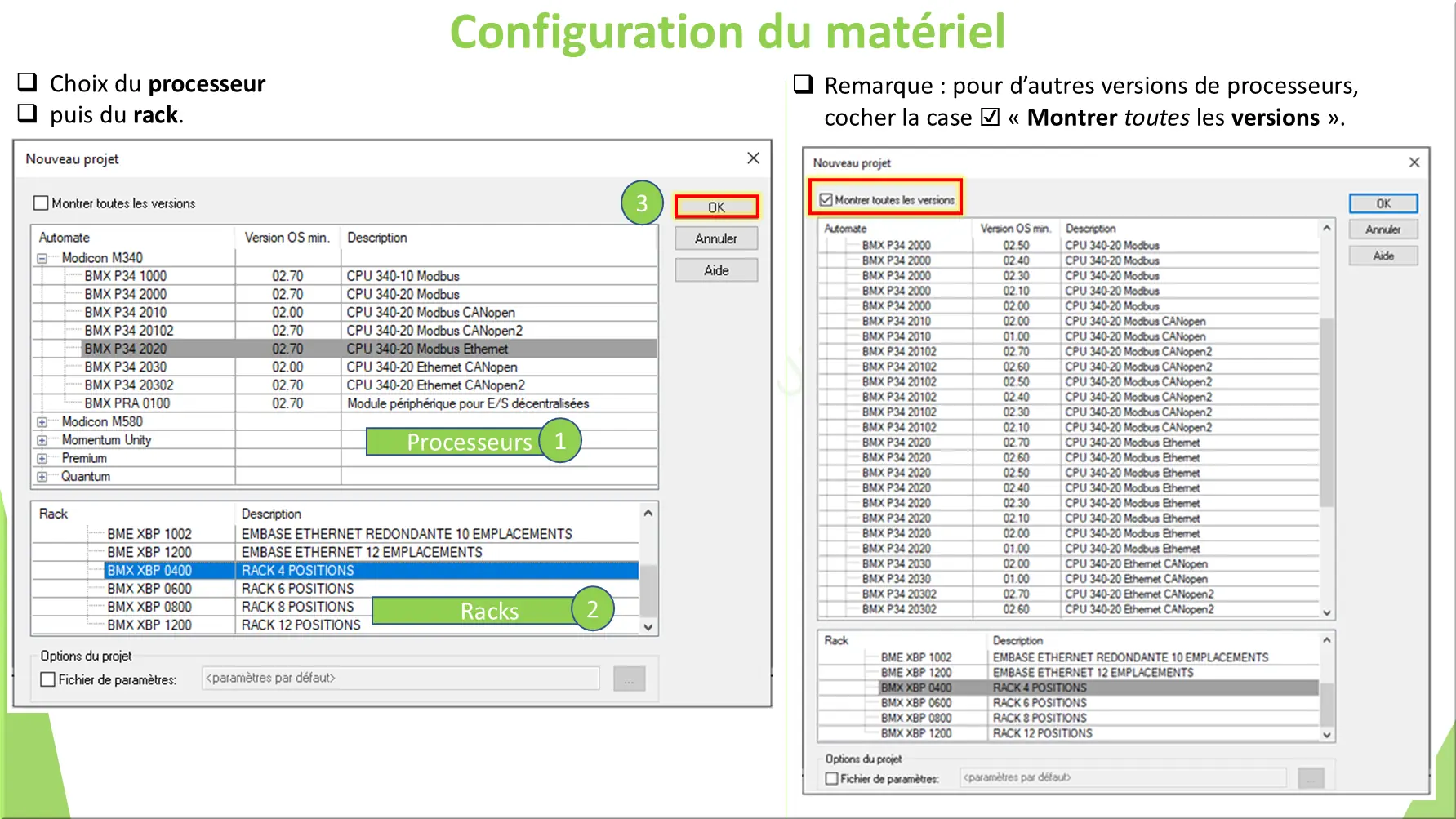 Configuration du matériel